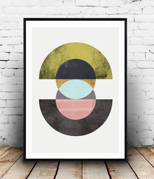 Abstract geometric circles composition - Wallzilladesign