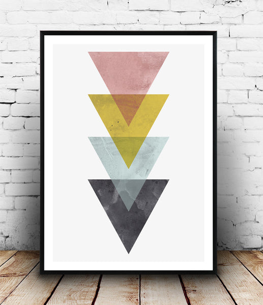 Boho chic print, Scandinavian design, Minimalist modern art, Triangle print - Wallzilladesign