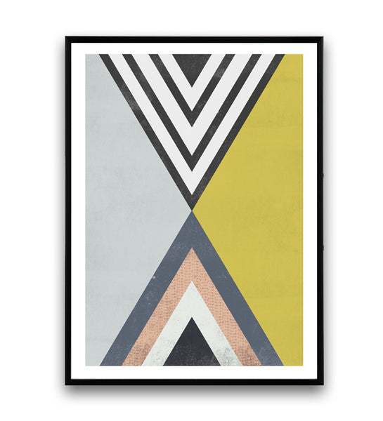 Abstract triangle print, watercolor art, geometric poster - Wallzilladesign