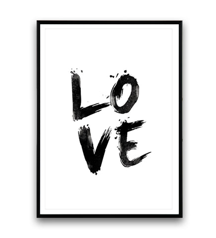 LOVE brush letters print - Wallzilladesign