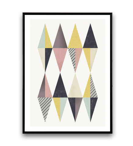 Abstract triangle art print, watercolor design poster, minimalist poster - Wallzilladesign