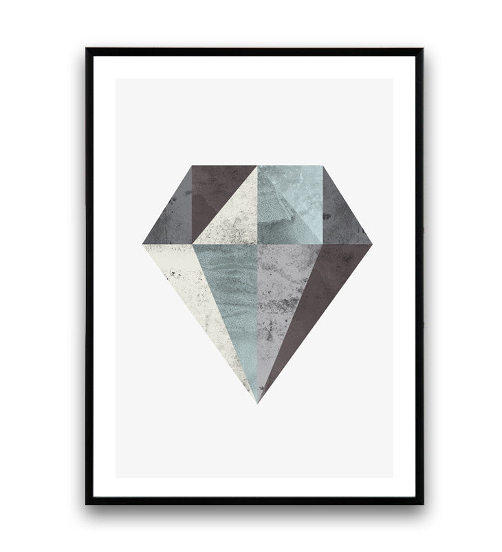Abstract geometric print, Scandinavian minimalist poster, diamond art - Wallzilladesign