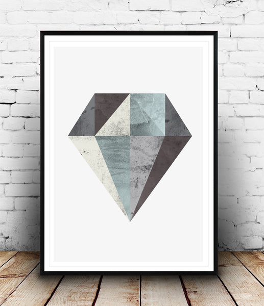 Abstract geometric print, Scandinavian minimalist poster, diamond art - Wallzilladesign