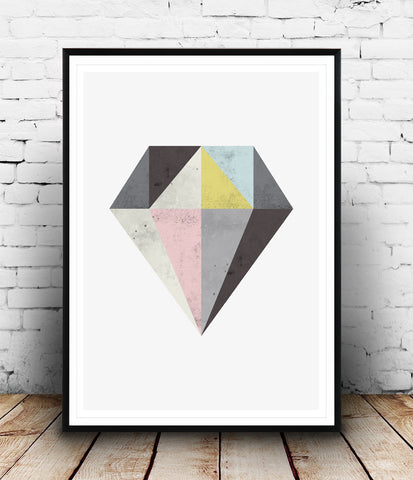 DIamond print, geometric home decor, Abstract art - Wallzilladesign