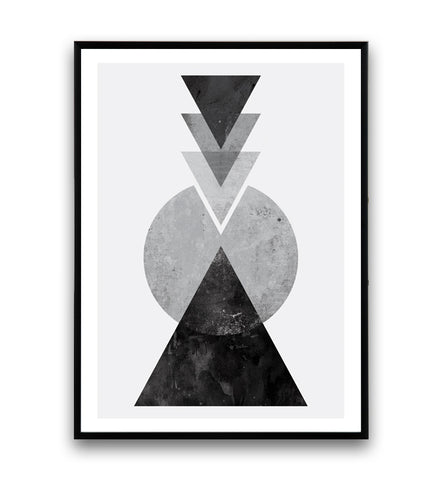 Black and white geometric composition print - Wallzilladesign