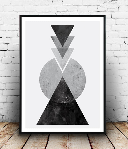 Black and white geometric composition print - Wallzilladesign