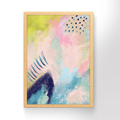 Blush pink abstract painting, colorful modern art print, nordic design poster