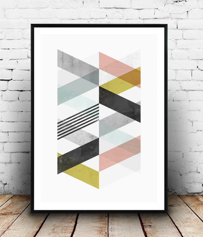 Pastel colored chevrons geometric abstract print - Wallzilladesign