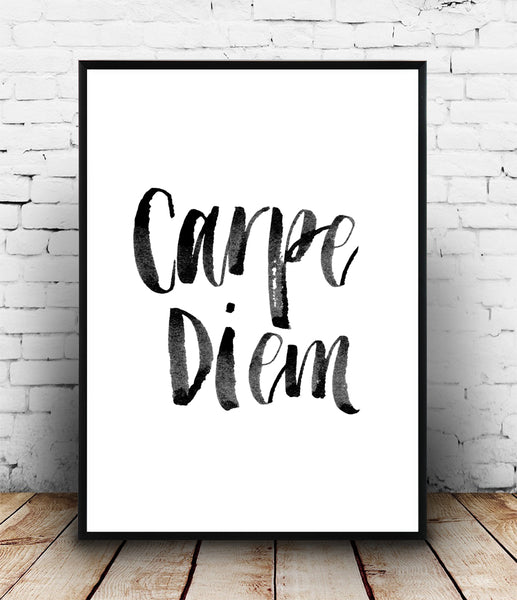 Carpe diem handwritten quote poster - Wallzilladesign