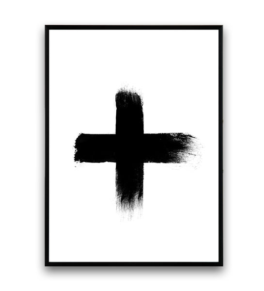 Black brush strokes cross print - Wallzilladesign