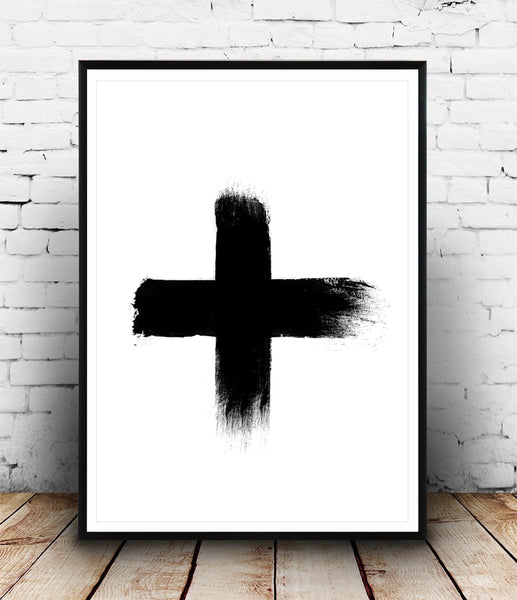 Black brush strokes cross print - Wallzilladesign
