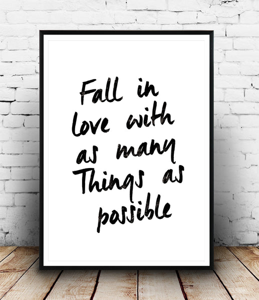 Fell in love with as many things as possible hand written quote print - Wallzilladesign
