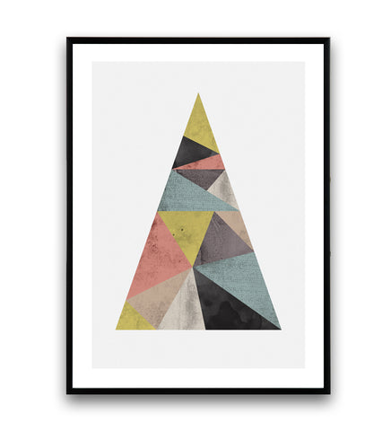 Geometric patchwork mountain print - Wallzilladesign
