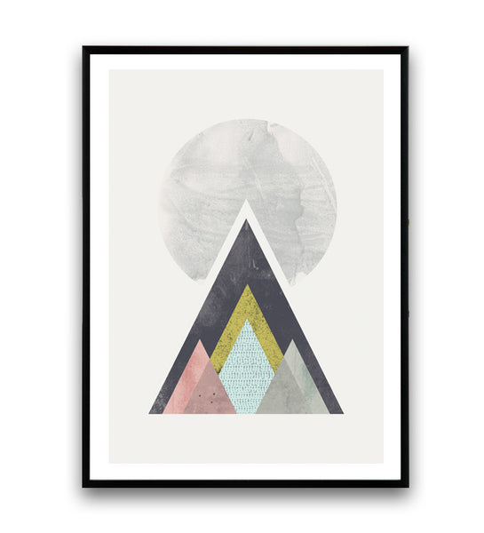 Geometric mountains print, Scandinavian wall art - Wallzilladesign