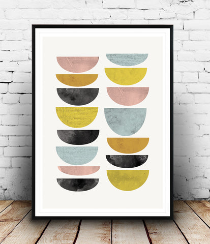 Mid century abstract art, colorful minimalist print, home decor - Wallzilladesign