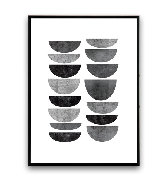 Watercolor geometric print,abstract poster, monochrome wall art - Wallzilladesign