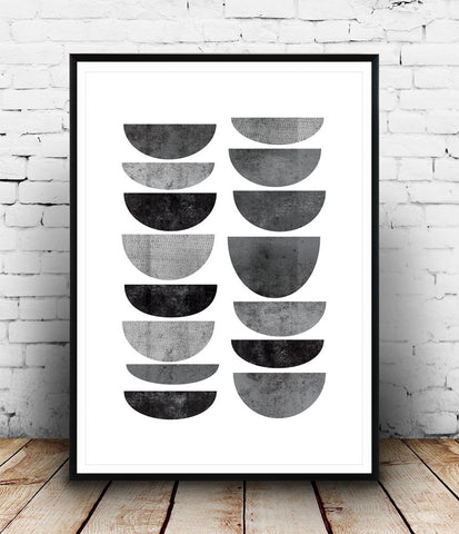 Watercolor geometric print,abstract poster, monochrome wall art - Wallzilladesign