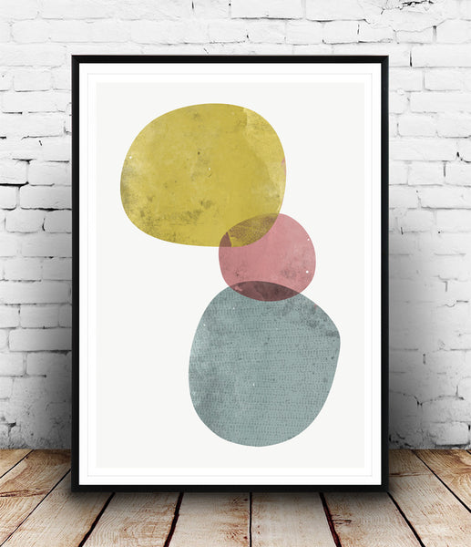 Minimalist abstract print, watercolor art, colorful wall decor - Wallzilladesign