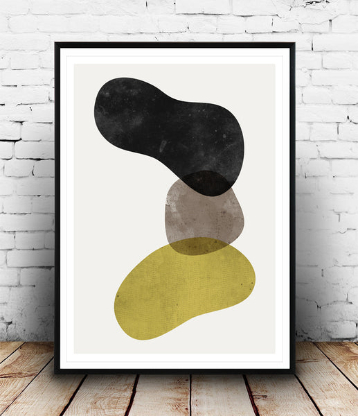 Abstract shapes minimalist art print - Wallzilladesign