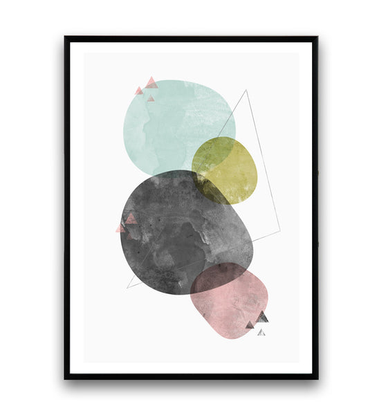 Watercolor geometric art print, abstract nordic decor - Wallzilladesign