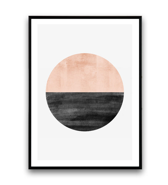 Pink watercolor circle print, abstract wall art - Wallzilladesign
