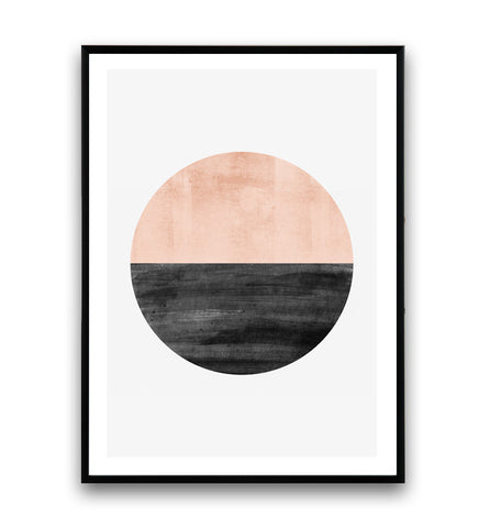 Pink watercolor circle print, abstract wall art - Wallzilladesign