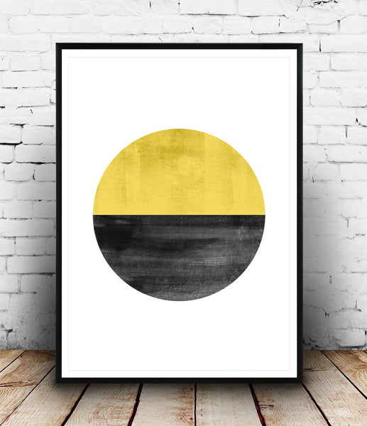 Yellow wall art, watercolor abstract print - Wallzilladesign