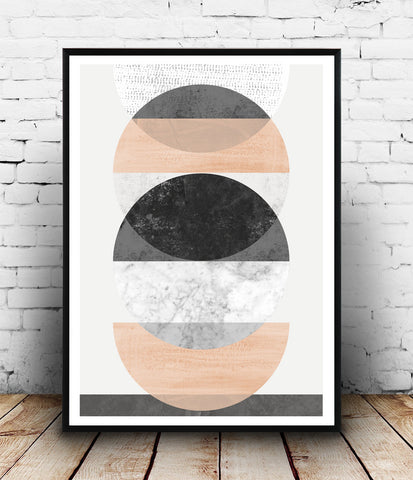 Pink minimalist art, nordic decor, watercolor poster - Wallzilladesign