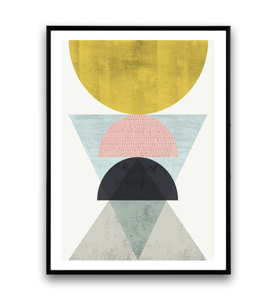 Geometric wall art, abstract art print, watercolor minimalist poster - Wallzilladesign