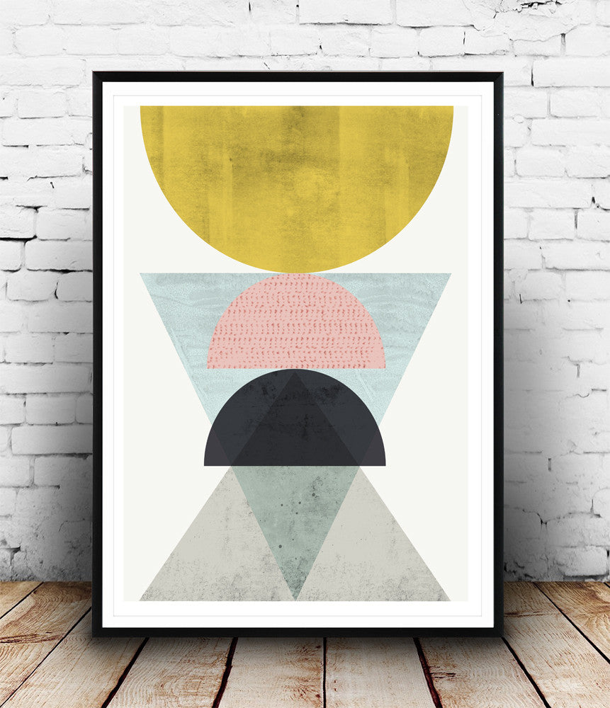 Geometric wall art, abstract art print, watercolor minimalist poster - Wallzilladesign