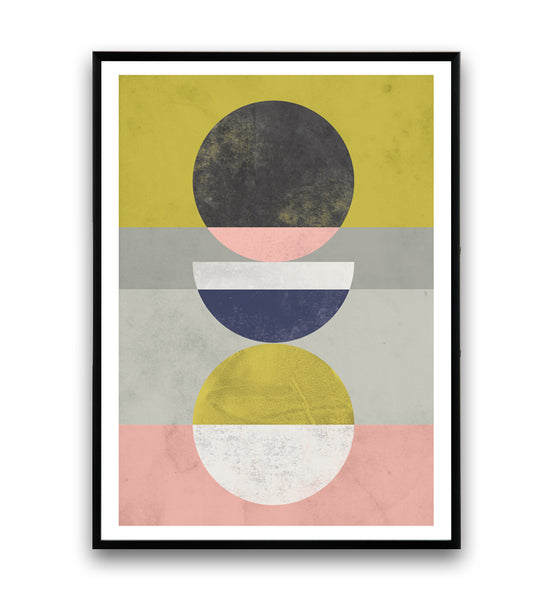 Circles and stripes in pastel colors geometric poster - Wallzilladesign