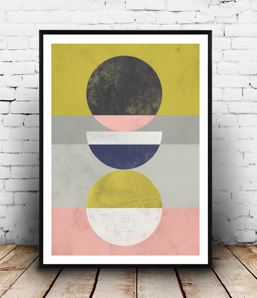 Circles and stripes in pastel colors geometric poster - Wallzilladesign