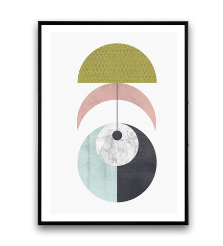 Geomoetric abstract poster with pastel colors - Wallzilladesign