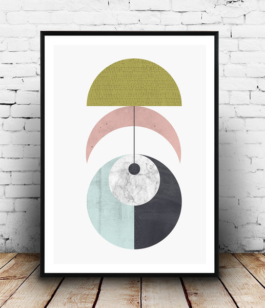 Geomoetric abstract poster with pastel colors - Wallzilladesign