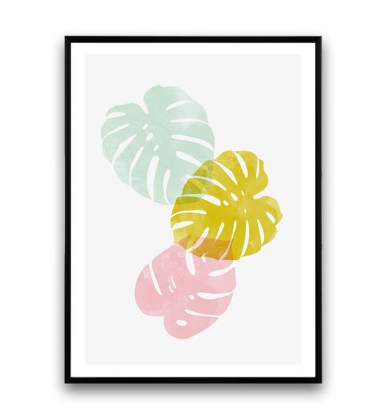 Monstera print, boho chic, botanical art, nature poster - Wallzilladesign