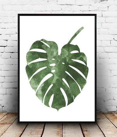 Botanical print, boho chic poster, monstera illustration - Wallzilladesign