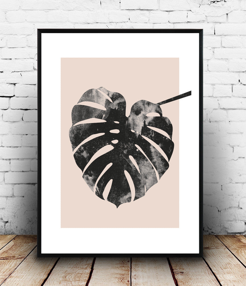 pink and white monstera Monstera leaf print, pink wall decor, watercolor art print, nordic des – Wallzilladesign