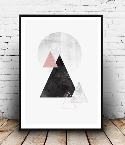 Watercolor mountains print, Minimalist modern print, abstract design poster - Wallzilladesign