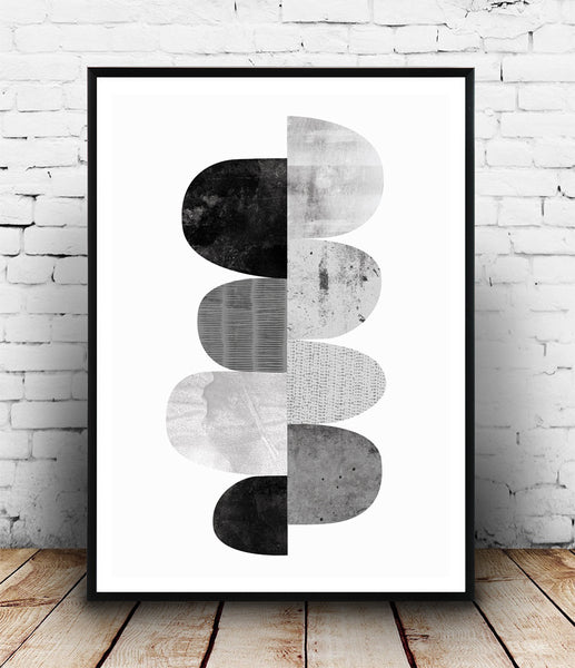 Monochrome print, Scandinavian print, Watercolor abstract, Minimalist print - Wallzilladesign