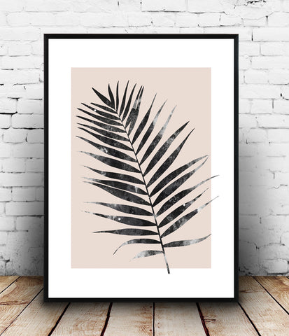 Palm leaf print, pink botanical poster, watercolor art, modern wall decor - Wallzilladesign