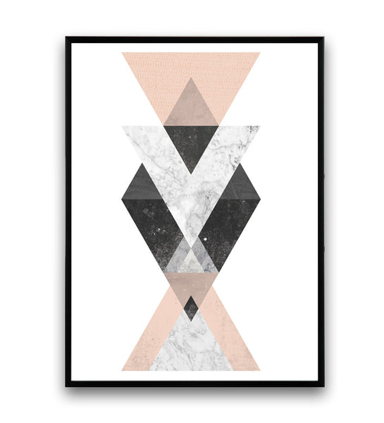 Pink and marble print, geometric abstract art, Scandinavian poster - Wallzilladesign