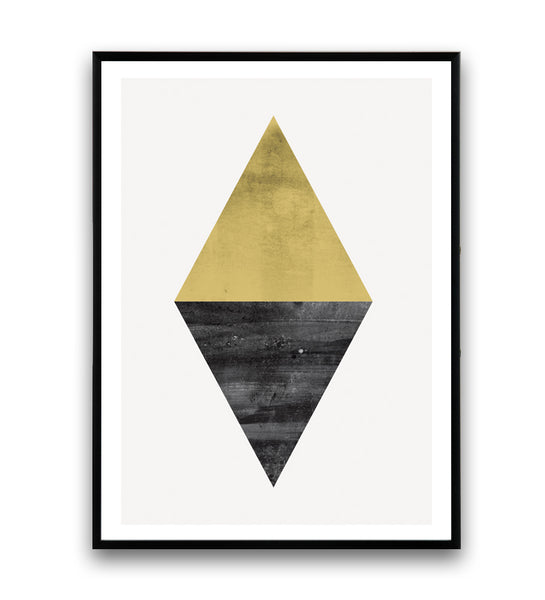 Abstract triangle shape in yellow and black - Wallzilladesign