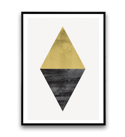 Abstract triangle shape in yellow and black - Wallzilladesign