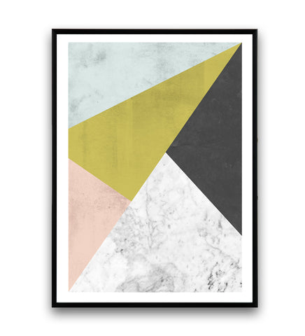 Abstract geometric composition with pastel tones and marble - Wallzilladesign