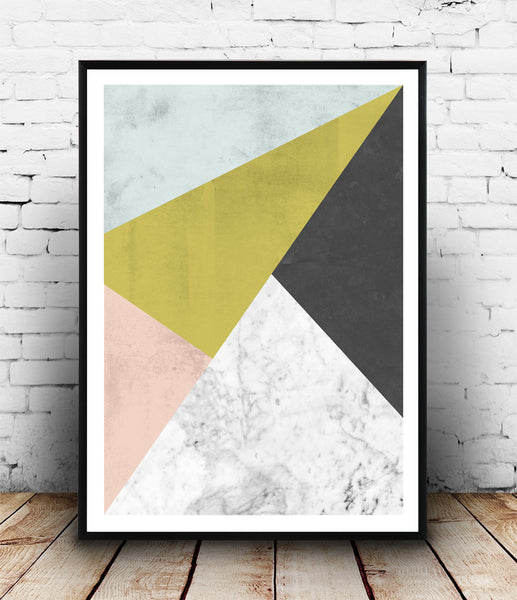 Abstract geometric composition with pastel tones and marble - Wallzilladesign