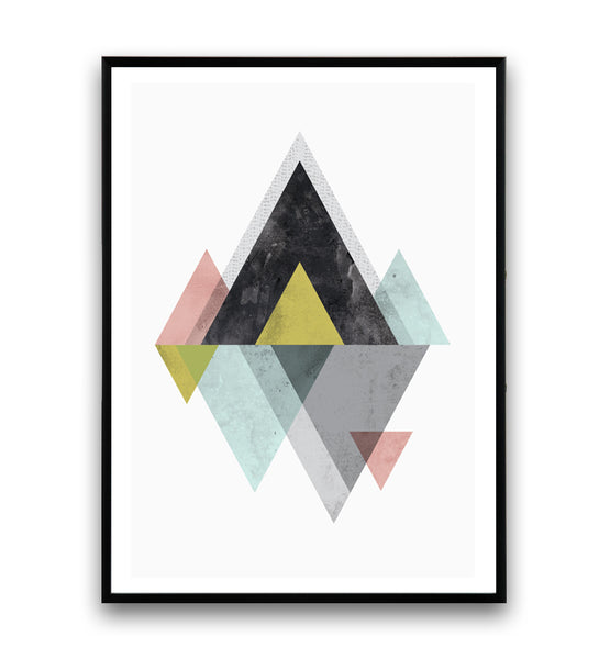 Mountain geometric watercolor print - Wallzilladesign