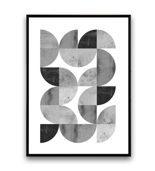 Black and white print, geometric abstract art, minimalist wall print, monochrome print - Wallzilladesign