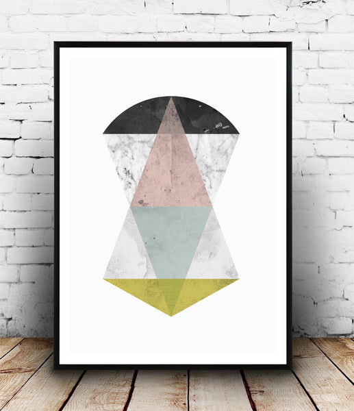 Minimalist geometric abstract print with marble texture - Wallzilladesign