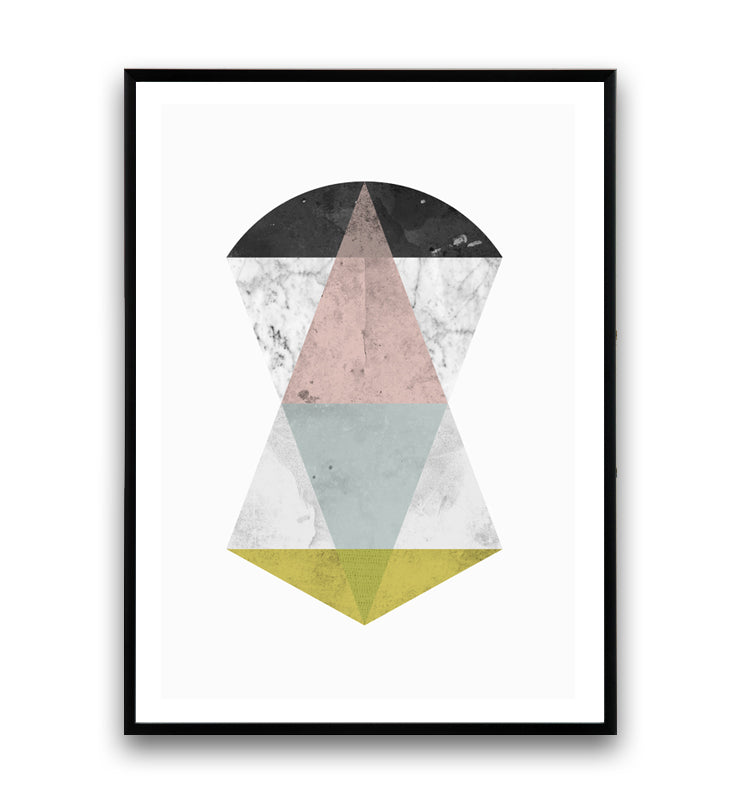 Minimalist geometric abstract print with marble texture - Wallzilladesign