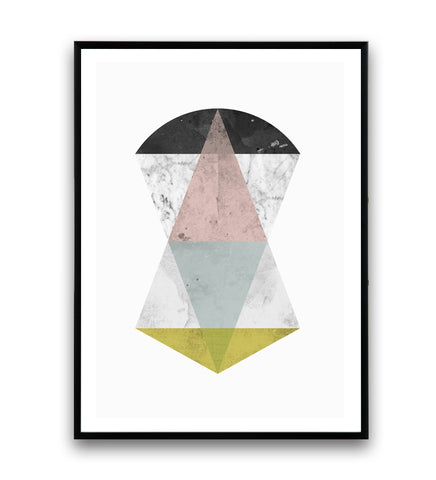Minimalist geometric abstract print with marble texture - Wallzilladesign